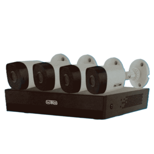 Kit Saxxon 4 Canales HDCVI con Cámaras B10P 1MP 2.8mm (≈100°) + DVR con IA, Entradas y Salidas de Audio