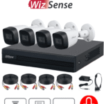 Kit Dahua 4 Cámaras Metálicas 2MP con Micrófono + DVR WizSense con IA y H.265+