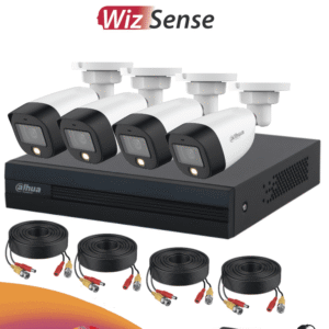 Kit Dahua 4 Cámaras Full Color 2MP HFW1209CN-LED + DVR WizSense con IA y Búsqueda Humano/Vehículo