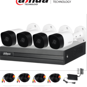 Kit Dahua 4 Cámaras Metálicas 5MP B2A51 + DVR WizSense con IA y H.265+