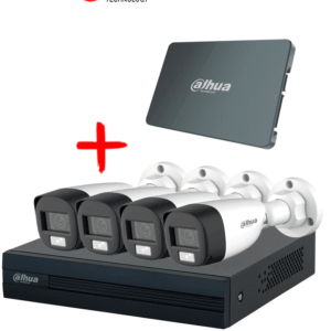 Kit Dahua 4 Cámaras Dual Light 2MP con Micrófono + DVR WizSense con IA y SSD 512GB