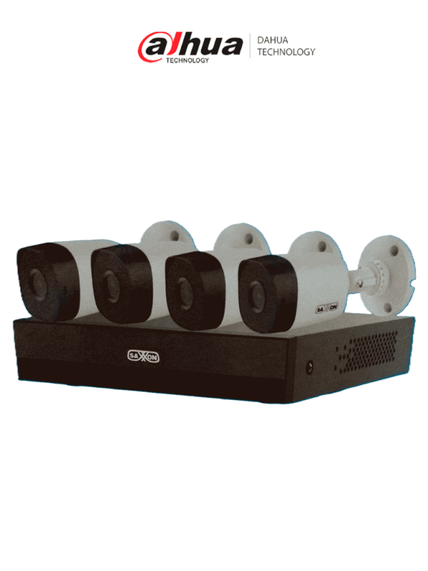 Kit de 4 Canales HDCVI Cámaras B10P de 1MP 720P Lente de 2.8mm Con Apertura de Hasta 100° Grabador de 4 Canales con Detección de Movimiento Inteligente Entradas y Salidas de Audio - SUA-KIT/XVR1E04-I/4-B10P-0280B