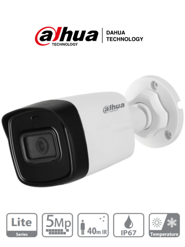 Camara Bullet de 5 Megapixeles Lente de 2.8mm 111 Grados de Apertura IR de 40 Mts IP67 Starlight DWDR Soporta: CVI/CVBS/AHD/TVI - DH-HAC-HFW1500TLN-0280B-S2