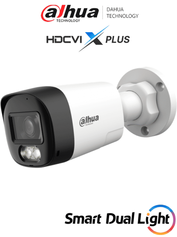Camara Bullet de 2 Megapixeles Audio Bidireccional Iluminación Dual Inteligente Hasta 30m Lente de 2.8mm Apertura de 111° Policarbonato - DH-HAC-HFW1200RLN-IL-T