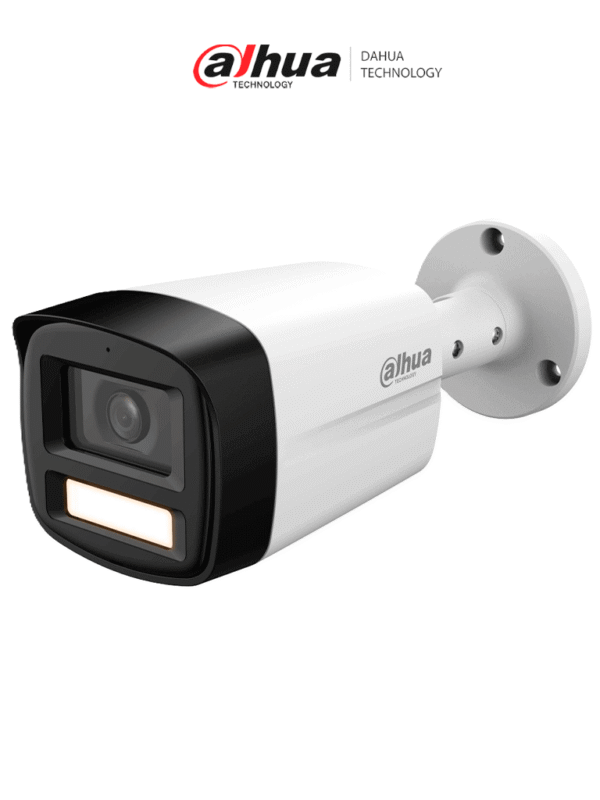 Camara Metalica+Policarbonato Bullet Full Color de 2 Megapixeles 1080p Lente de 2.8mm 108 Grados de Apertura Microfono Integrado 40 Metros de Iluminación DWDR IP67 - DH-HAC-HFW1209TLMN-A-LED-S3