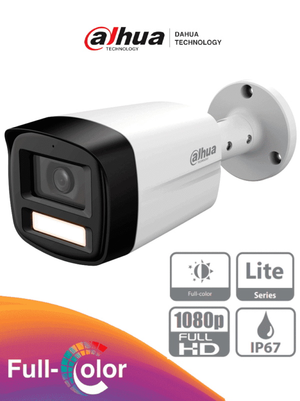 Cámara Bullet de 2MP Full Color en 1080p con lente de 2.8mm ángulo de 108° y alcance de iluminación de 40m DWDR IP67 compatible con CVI/CVBS/AHD/TVI - DH-HAC-HFW1209TLMN-LED-S3