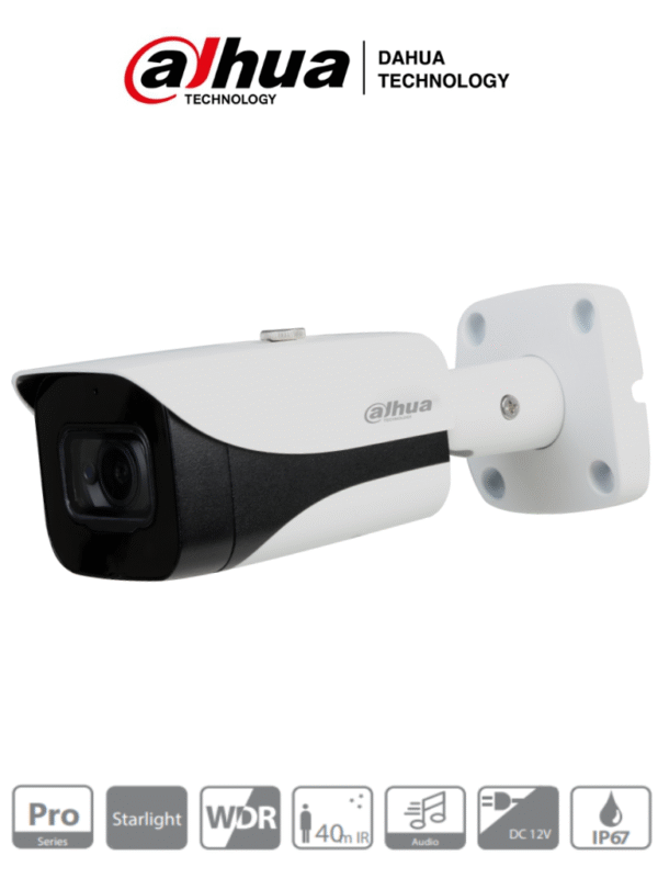 Cámara Bullet Starlight 1080p 2 Megapixeles 0 004 Lux a Color WDR Real 120dB Lente 3.6 mm IR de 40 Mts Microfono Integrado y 1 Entrada de Audio IP67 3DNR - DH-HAC-HFW2241EN-A-0360B