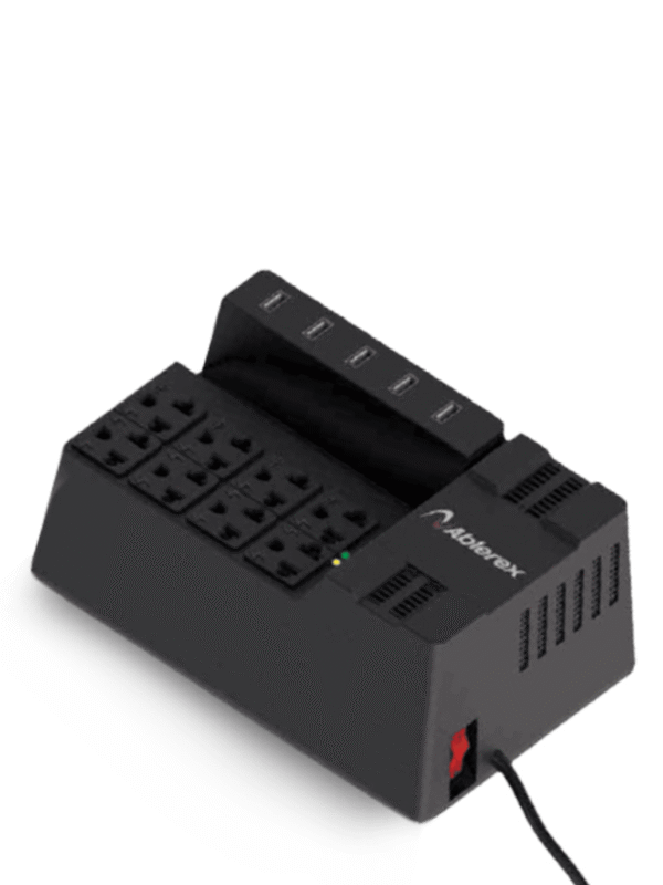 Regulador 1200VA 600W 8 Salidas NEMA 5-15R 5 USB puertos de carga - AB-R1208USB