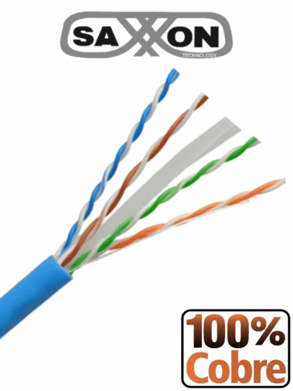 Cable UTP Cat6 100% cobre 305 metros bobinado REELEX color azul para interior Certificado ISO9001 UL 444 RoHS ANSI/TIA EIA Ideal para redes de datos y video - OUTP6COP305B