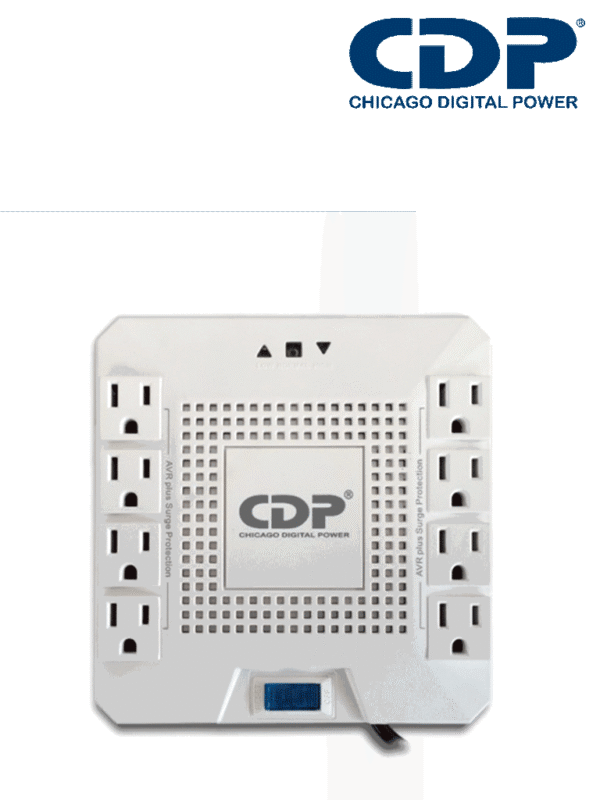 Regulador para equipos electrónicos de alto consumo 1800VA 1000W con 8 tomas y protección - R-AVR1808