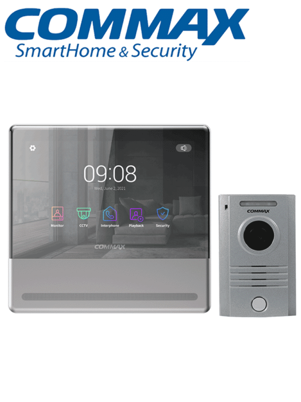 Paquete de monitor Wifi para videoportero App Commax Hey Call Android&iOS Conexión a 4 hilos con frente de calle Micro SD - CMV-70MX + DRC-40K