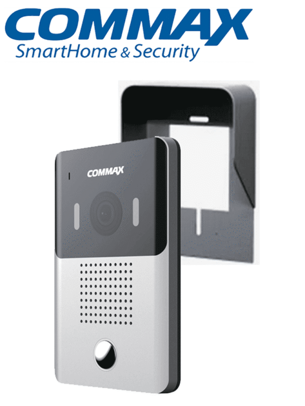 Frente de calle para videoportero compatible con monitores Commax uso en interior y exterior Soporta 2 monitores Salida de relay para función de apertura de puerta incluye cubierta metalica - DRC-4Y - R.S DRC-41CS