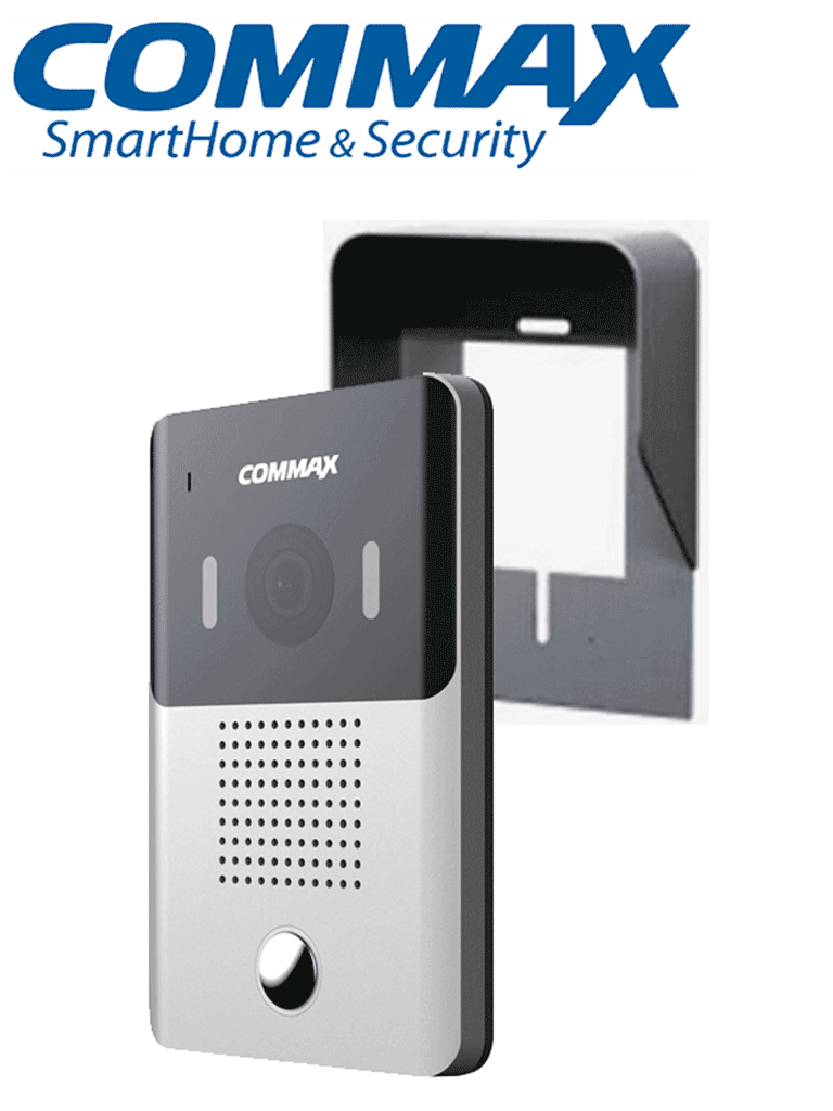 Frente de calle para videoportero compatible con monitores Commax uso en interior y exterior Soporta 2 monitores Salida de relay para función de apertura de puerta incluye cubierta metalica - DRC-4Y - R.S DRC-41CS