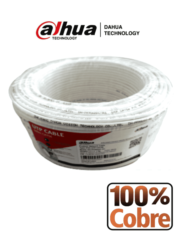 Bobina de 100 Mts de Cable UTP Cat5e 100% Cobre Color Blanco Ideal para Video y Redes - DH-PFM920I-5EUN-C-V2-100 (white)