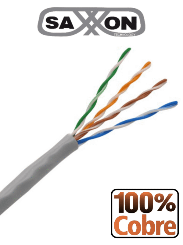 Bobina de Cable UTP Cat5e 100% Cobre 100 Metros Color Gris Uso Interior 4 Pares Soporta Pruebas de Rendimiento Ideal para Cableado de Redes y Video - OUTPCAT5E100M