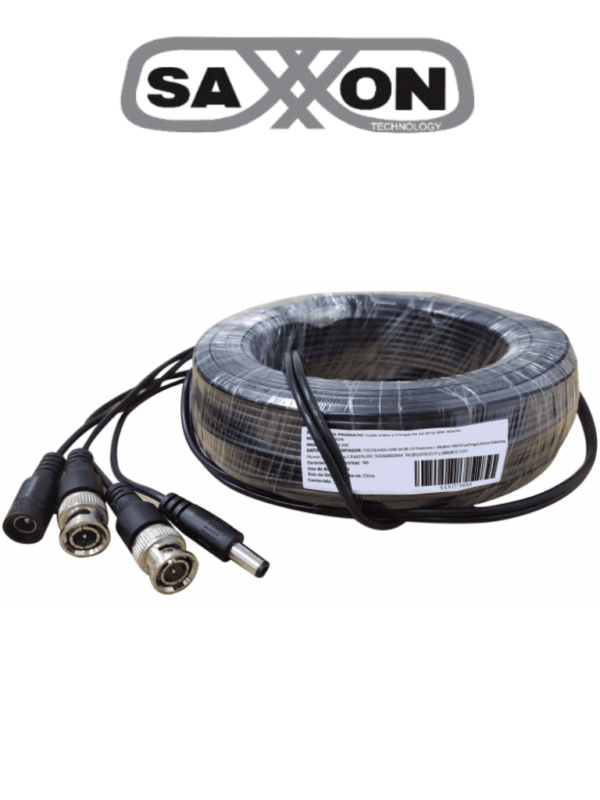 Cable de 50 Metros Armado para Video y Energia Para Camaras Hasta 8 Megapixeles con Conectores BNC y de Energía Uso Interior Cable de Video 100% Cobre 12W Soporta: AHD/CVI/TVI/CVBS - WB01-50C