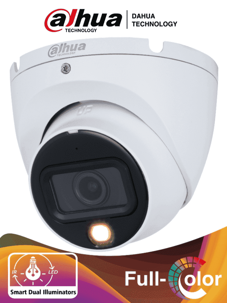 Camara Domo 4k Iluminador Dual Inteligente + Full Color Lente de 2.8mm 106 Grados de Apertura 20 Metros de Iluminación IR y Visible Super Adapt Microfono Integrado WDR Real de 120 dB IP67 - DH-HAC-HDW1801TLMN-IL-A