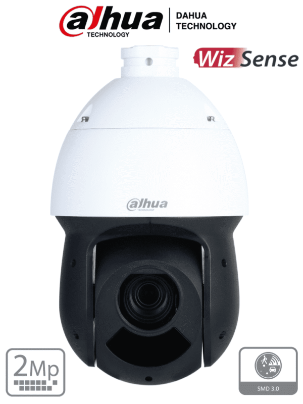 Cámara IP PTZ de 2 MP WizSense 25x de Zoom óptico IR de 100 m H.265 WDR Real de 120 dB Protección perimetral Detección de rostros SMD Plus Ranura para MicroSD IP66 E&S de alarma y audio - DH-SD49225DB-HNY