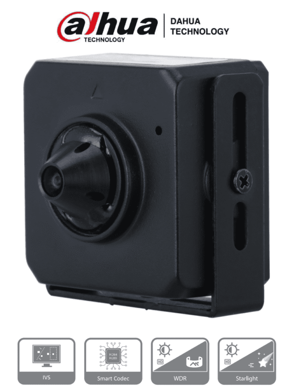 Camara IP Pinhole de 2 Megapixeles Lente de 2.8mm 96 Grados de Apertura Microfono Integrado H.265 1 E&S de Audio WDR Real de 120 dB Videoanaliticos con IVS - DH-IPC-HUM4231S-L4