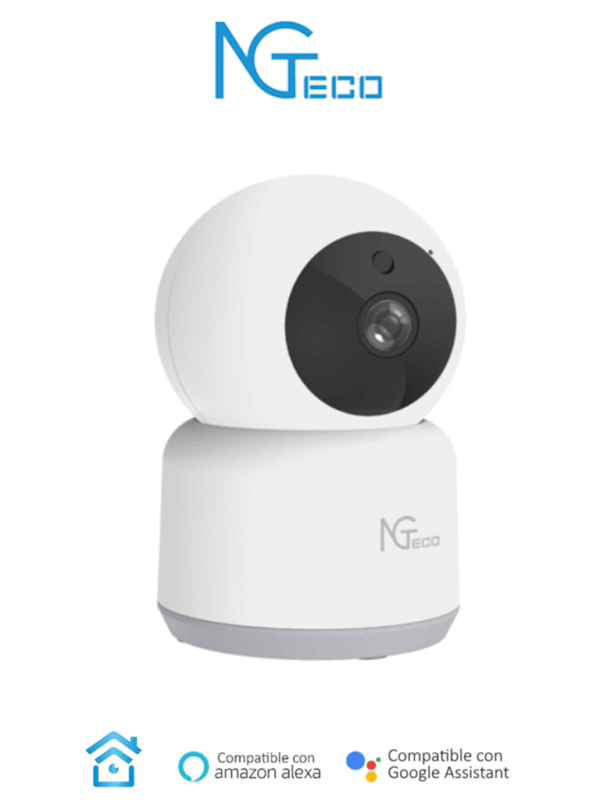 Cámara PT Wi Fi 1080p Lente 3.6mm Visión panorámica e inclinación Visión Nocturna Almacenamiento Local y en la Nube Control Remoto Audio Bi-direccional Funciona con Alexa - NG-C2401