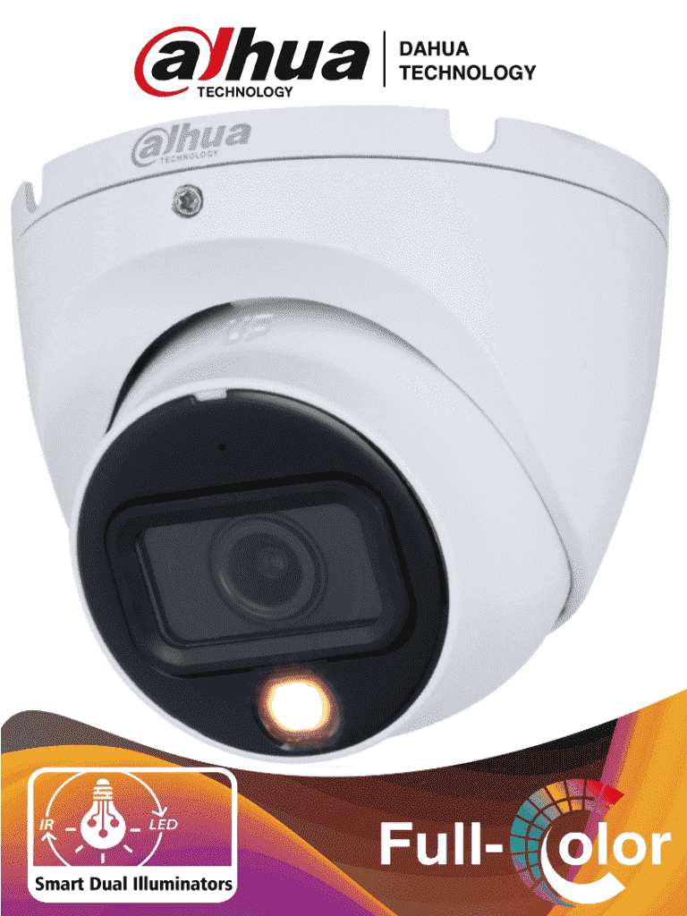 Camara Domo de 2 Megapixeles Con Iluminación Dual Inteligente Lente de 2.8mm 20 Metros de IR y Luz Visible Microfono Integrado IP67 Soporta: CVI/CVBS/AHD/TVI - DH-HAC-HDW1200TLMN-IL-A