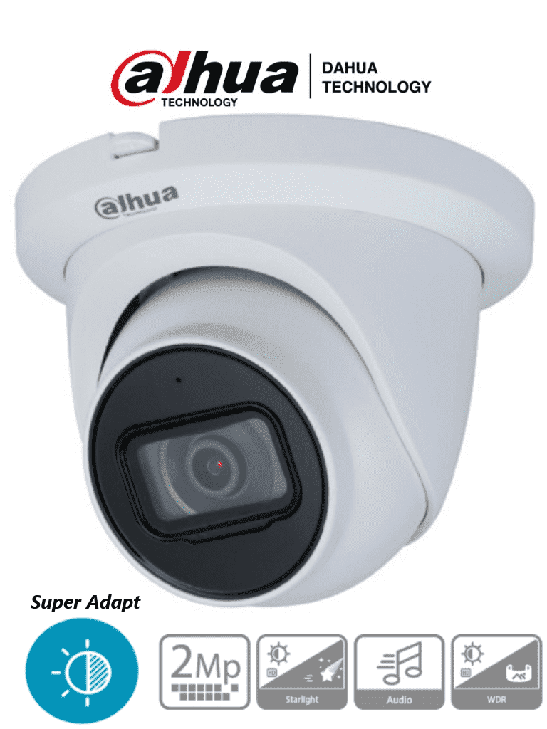 Camara Metalica Domo 1080p Super Adapt Lente de 2.8mm 107 Grados de Apertura Microfono Integrado IR de 60 mts WDR Real de 130 dB IP67 en Domo y Cubierta Instalación Rápida Soporta: CVI/CVBS/AHD/TVI - DH-HAC-HDW1231TMQN-A