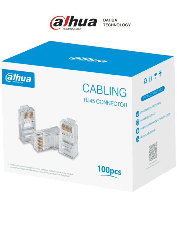 Caja con 100 Plugs RJ45 Cat5e Chapado de Oro de 15 U" Clasificación de Resistencia al Fuego UL94V-2 - DH-PFM976-531