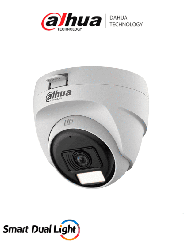 Cámara Domo de 2 MP Serie Cooper Lente de 2.8mm Apertura Hasta 100° Iluminación Dual Inteligente Hasta 25Mts con IR & 20Mts Luz Calida Micrófono Integrado Policarbonato - DH-HAC-T1A21N-U-IL-A