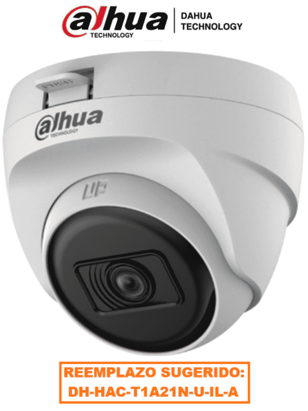 Cámara Domo de 2 Megapixeles Lente 2.8mm 100 Grados de Apertura Smart ir 25 Mts Uso Interior CVI/TVI/AHD/CVBS - DH-HAC-T1A21N-U