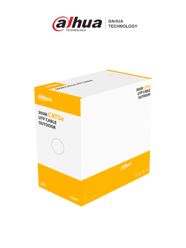 Bobina de Cable UTP para Exterior Cat 5e 100% Cobre 305 Metros Color Negro Cubierta Exterior MDPE Cumple con Estandares ANSI/TIA 568-C.2 Retardante de Llama RoHS - DH-PFM920-5EU