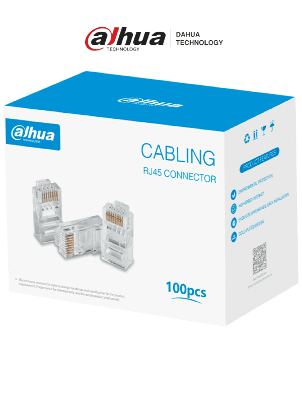 Caja con 100 Plugs RJ45 Cat6 Chapado de Oro de 15 U" Clasificación de Resistencia al Fuego UL94V-2 - DH-PFM976-631