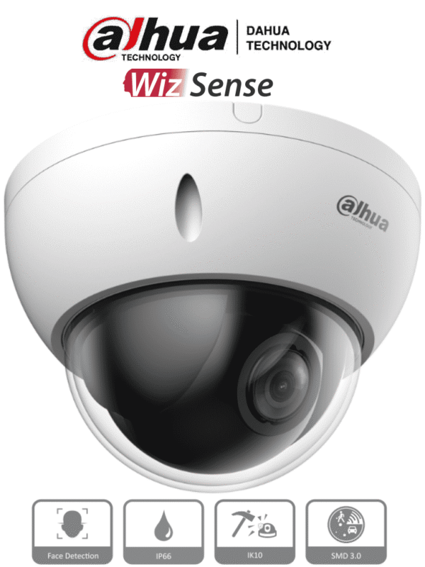 Cámara IP PTZ de 2 MP WizSense 4x de Zoom óptico Starlight Detección facial SMD 3.0 Antivandálica IK10 Exterior IP66 Protección perimetral Ranura para MicroSD PoE - DH-SD22204DB-GNY