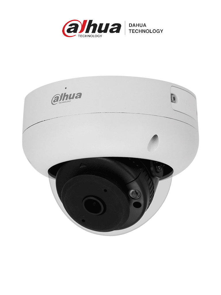 Cámara IP domo antivandálica de 4 MP con lente de 2.1mm visión nocturna de 15 m IA WizSense y protección perimetral Incluye PoE WDR H.265+ IP67 IK10 micrófono y entradas salidas de alarma - DH-IPC-HDBW3441R-AS-P