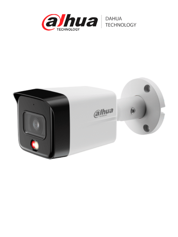 Cámara IP Bullet 4k Full Color + Iluminador Dual Inteligente 8 Megapíxeles Dual Light Lente de 2.8mm 110 Grados de Apertura Micrófono Integrado H.265 IR de 30 Metros IP67 PoE DWDR - DH-IPC-HFW1839TC-A-IL