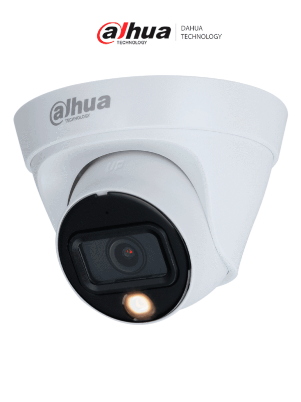 Cámara IP Domo Full Color de 2MP con lente de 2.8mm y 110° de visión Cuenta con micrófono integrado luz blanca de 15m compresión H.265 protección IP67 PoE y DWDR para imágenes nítidas - DH-IPC-HDW1239T1-A-LED-S6
