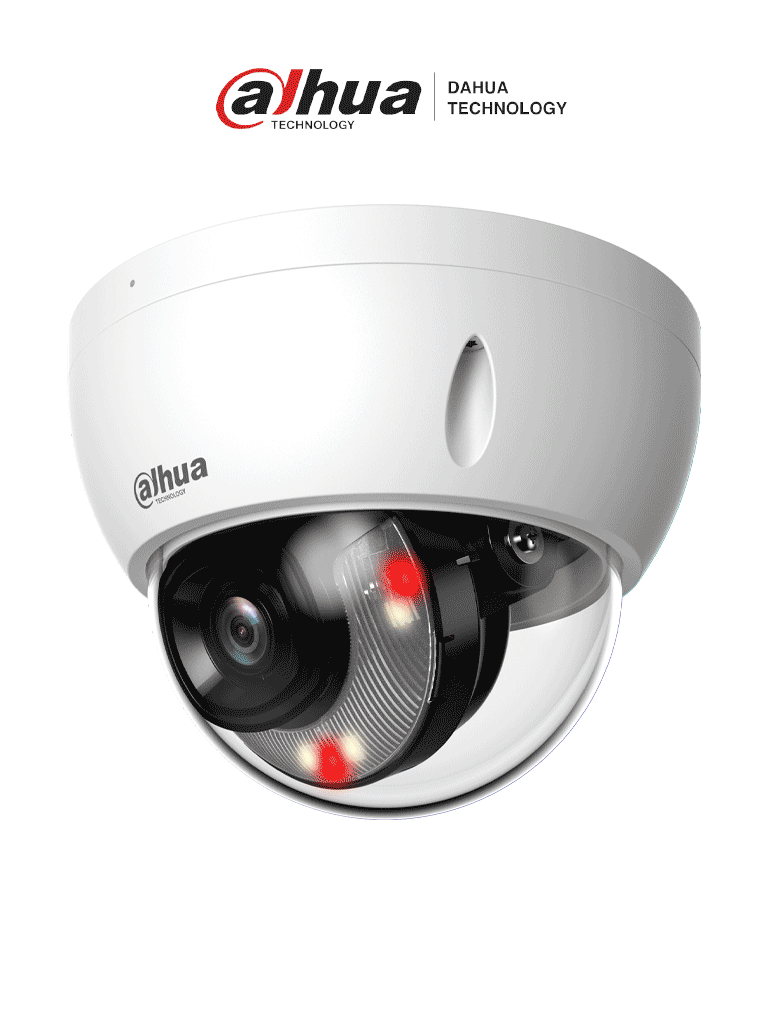 Camara IP Domo Antivandalica de 6 Megapixeles Lente de 2.8mm 30 Metros de Iluminador Dual Inteligente+Full Color SMD Plus Protección Perimetral avanzada Micrófono Integrado IP67 IK10 Ranura para MicroSD - DH-IPC-HDBW2649E-S-IL