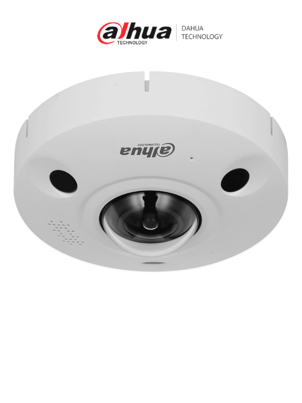 Cámara IP Fisheye 8 MP WizMind IR 10 mts 1.85mm Mapa de Calor Conteo de Personas H.265+ E&S Alarma y Audio Ranura para MicroSD Altavoz PoE IP67 IK10 - DH-IPC-EBW8842-AS
