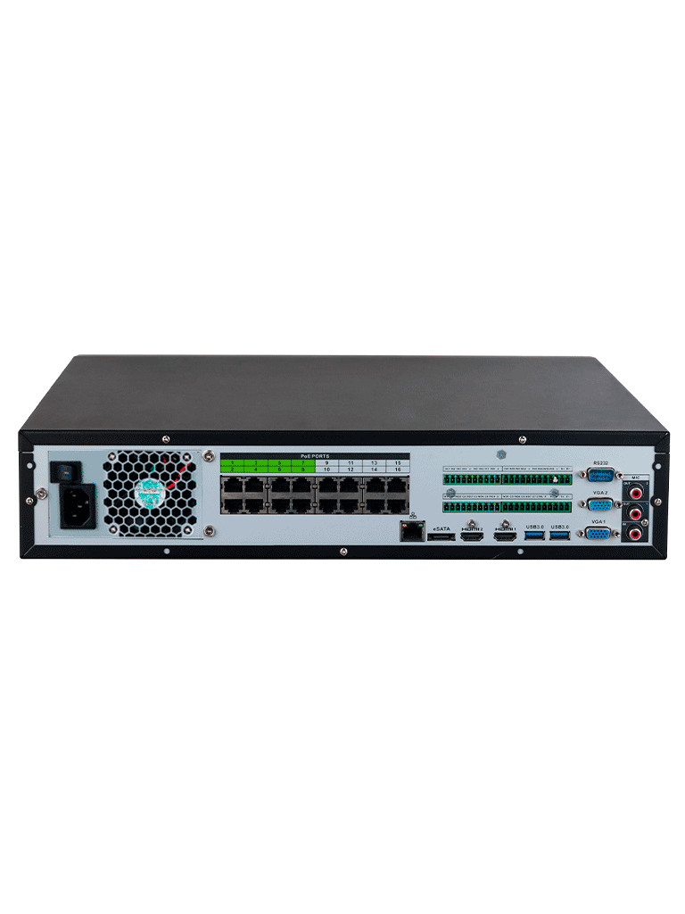 NVR de 32 canales IP 4K con 16 puertos PoE y 8 puertos ePoE Ofrece tecnología Acupick detección y reconocimiento facial SMD 8 bahías para discos duros y admite RAID 0/1/5/6/10 con un ancho de banda de 384 Mbps - DHI-NVR5832-16P-EI - Imagen 3