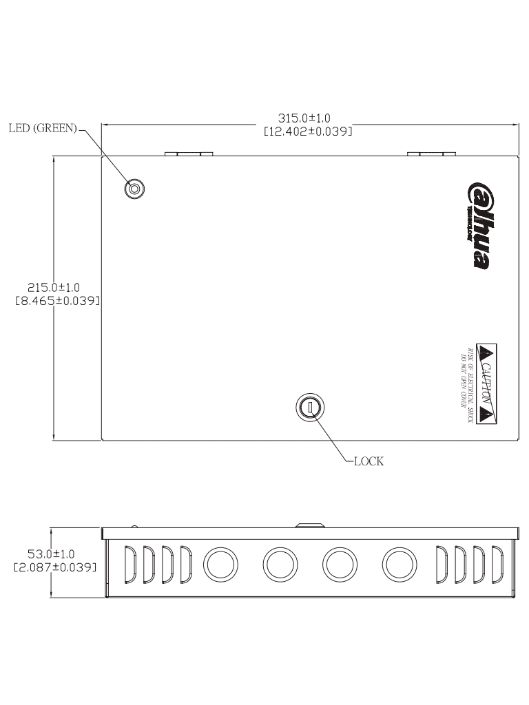 Fuente de Poder de 12 Vcc 10 Amper Con Distribuidor para 9 Camaras Indicadores Led por Canal Voltaje de Entrada de 90 Vca-264V Fusibles Intercambiables Gabinete Metalico con Cerradura Protección Contra Descargas - DH-PFM342-9CH - Imagen 2