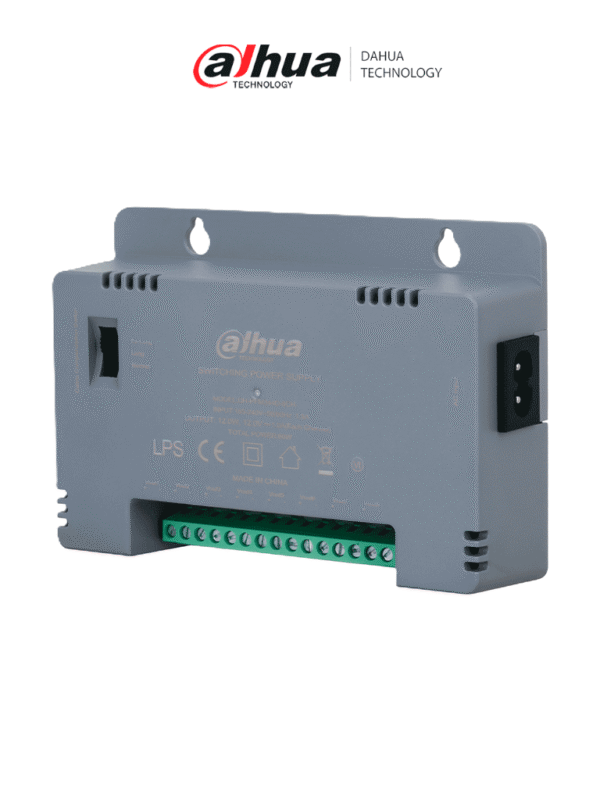 Fuente de Poder con Distribuidor para 8 Canales 12 vcd 4 Amperes Voltaje de Salida Ajustable de 12 13.5 y hasta 15 vdc Protección de Voltaje Protección contra fuego V-0 Certificación FCC - DH-PFM344D-8CH-US
