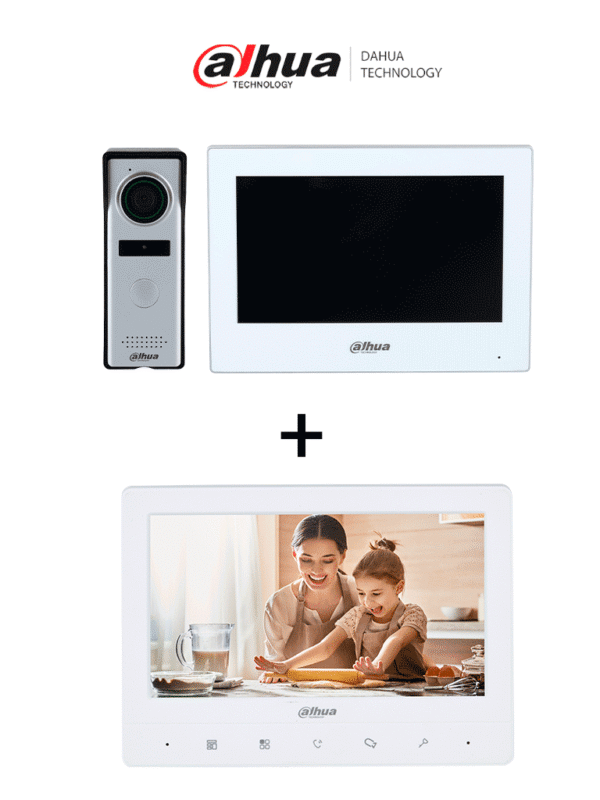 Kit de Videopotero Hibrido + Frente de Calle Analogico con Camara de 1.3 MP + DAHUA VTH1020J- Monitor analógico de 7 pulgadas compatible con KTA01 KTA02 - DHI-KTH01+DHI-VTH1020J