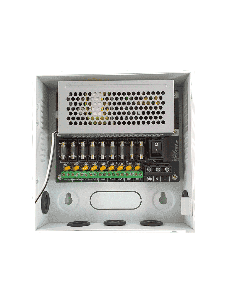 Fuente de Poder de 12 vcd 5 Amperes para 9 Camaras Fusibles Intercambiables Proteccion contra Sobrecargas Color Blanco - DH-PFM341-9CH - Imagen 3