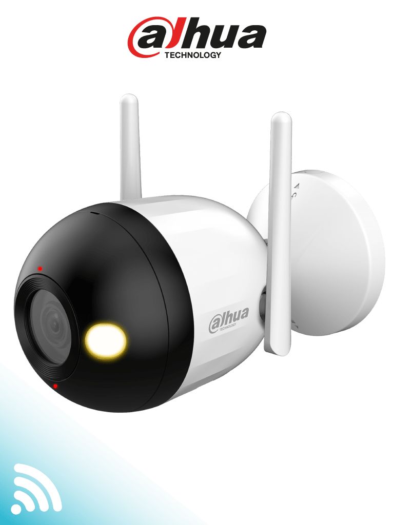 Cámara IP Bullet Wi Fi de 2 MP lente de 2.8mm Cuenta con Full Color + iluminación dual inteligente disuasión activa audio bidireccional micrófono y altavoz integrados 30 m funciones de IA y resistencia IP67 - DH-F2C-PV