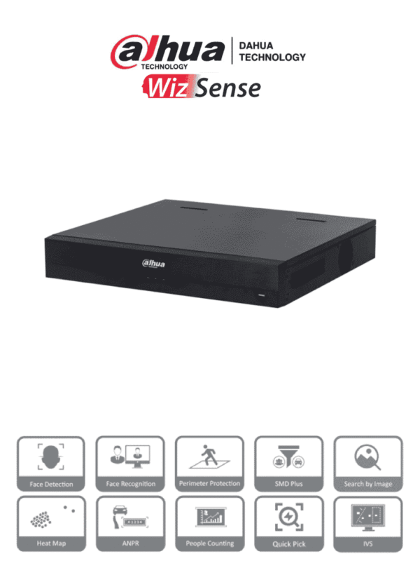 NVR de 8 MP 16 Canales IP WizSense 4k con IA 16 Puertos PoE af at 4 Bahias para Discos Duros 1 Canal de Reconocimiento Facial por NVR 4 Ch con SMD Plus Soporta Cámaras con IA 10 Bases de Datos de Rostros - DHI-NVR4416-16P-EI