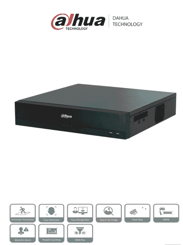 NVR IP WizSense de 16 canales 2MP 2U 8HDD AcuPick H.265+ 384 Mbps Admite Raid0 1 5 6 10 Face Detection Face Recognition Protección Perimetral SMD plus Soporta IA por cámara - DHI-NVR5816-EI