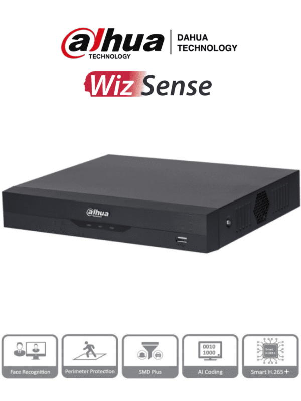 DVR 16 Canales 5 Megapixeles Lite WizSense H.265+ 16 Canales +8 IP Hasta 24 Canales IP 2 Canales de Reconocimiento Facial SMD Plus Protección Perimetral 1 Sata Soporta CVI/AHD/TVI/CVBS e IP IoT&POS - DH-XVR5116HS-I3