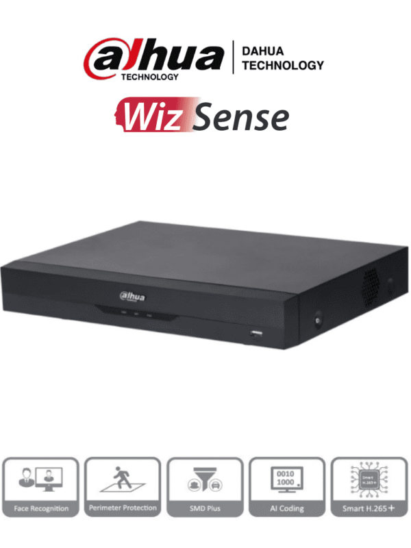 DVR de 16 canales 5 MP Lite con WizSense y IA compresión H.265+ soporta 16 canales y hasta 24 canales IP Incluye 2 canales de reconocimiento facial 16 entradas de audio 16&3 E&S de alarma SMD Plus y funciones IoT&POS - DH-XVR5116HE-I3