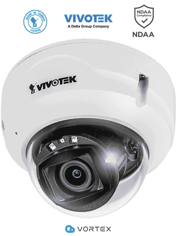 Cámara IP VORTEX Essential Series domo exterior 5 MP lente varifocal 2.8-10mm micrófono integrado IR 30m WDR Pro IP66 IK10 NDAA almacenamiento interno 256GB - FD839-EHTV