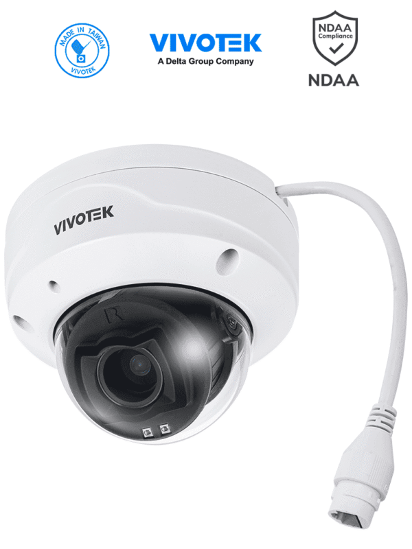 Cámara IP Domo exterior 5 MP Lente Varifocal Remoto 2.8-12mm Smart VCA Deep Search Smart IR 30 mts WDR Pro Visión SNV Ciberseguridad Trend Micro Micrófono Integrado Protección IP66 IK10 ONVIF NDAA - FD9383-HTV