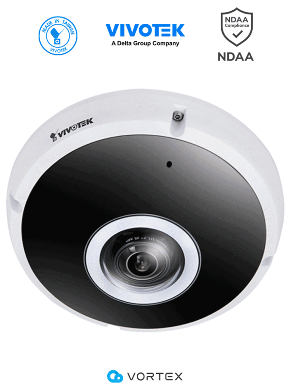 Cámara IP VORTEX Premium Series Fisheye exterior 12 Megapixeles IR 20m WDR Pro Micrófono integrado IP66 IK10 NDAA Almacenamiento interno 512GB Advanced AI - FE931-EHV